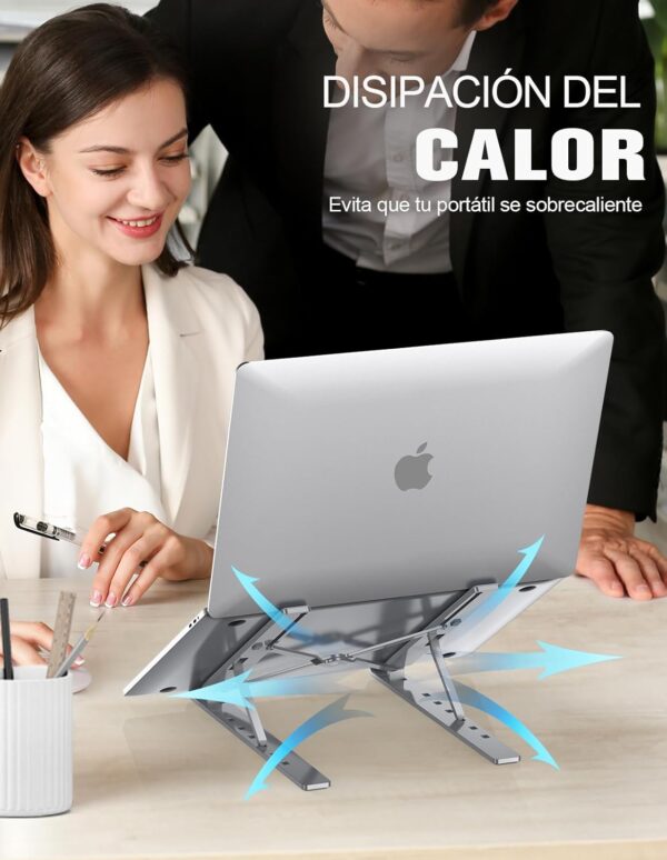 Soporte para portátil de una sola horquilla, plegable aluminio, elevador, base de refrigeración, soporte de escritorio - Imagen 2