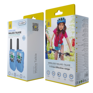 NR9571 AZ Walkie Talkie para Ninos pack *2, Pantalla LCD, Con linterna, Distancia hasta 3KM, Bateria AAAx4(No incluido), Azul